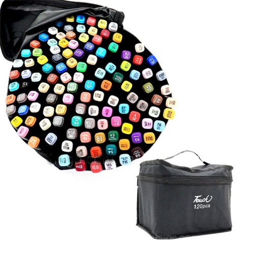 Набір скетч маркерів, 120 кольорів, двосторонні, в чохлі, ТМ Leader