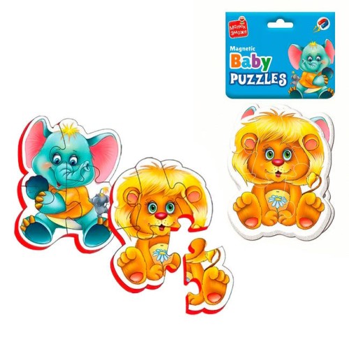 Пазли магнітні «Малюк зможе. Зоопарк» з 9 елементів, у пакеті 13,5х27 см, ТМ Vladi Toys