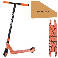 Самокат трюковий з металевою рамою, колесами ПУ 110 мм, кермом 85 см, підніжкою 50-33х10,5 см, помаранчевий