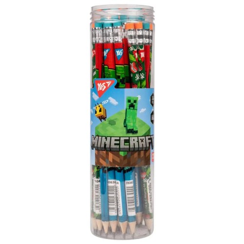 Олівець «Minecraf» з гумкою круглий, 36 шт у тубі, ТМ Yes
