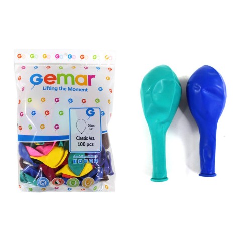 Кульки повітряні 25 см 100 шт в упаковці, в асортименті, Gemar