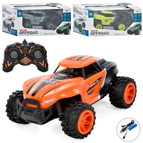 Машина р/к 1:16 2,4G на акумуляторі з USB, амортизатори, в асортименті, у коробці 32х17х14,5 см