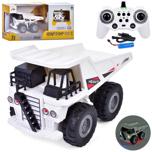Самоскид р/к 1:24 2,4G на акумуляторі зі звуком, світлом та рухомими деталями, USB та гумовими колесами, у коробці 47х22х13,5 см