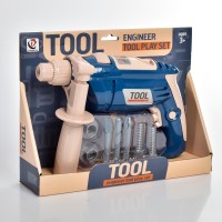 Шуруповерт-дриль 26 см з обертовою насадкою та інструменти, на батарейці, у коробці 29х22х7,5 см