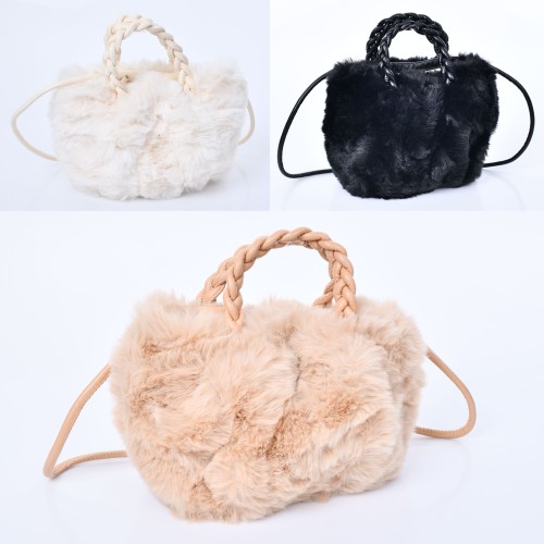 Сумочка хутряна 21х13х9 см з 2 короткими ручками та 1 довгою на 1 відділення, в асортименті