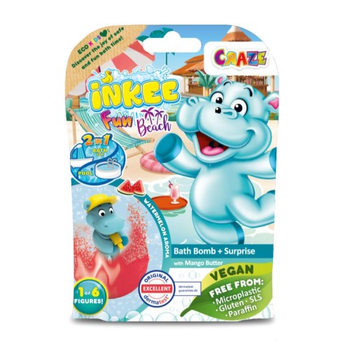 Ароматна бомбочка для ванни «Inkee.Бегемотики» з іграшкою, в асортименті, у дисплеї 11х5х15 см
