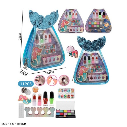 Набір косметики «Русалонька»: лак, помада, тіні та інші аксесуари, у коробці 25,5х18,5х5,5 см