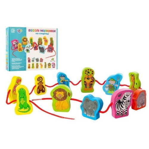 Шнурівка «Фігурки» дерев'яна, в асортименті, у коробці 29х21,5х3,5 см