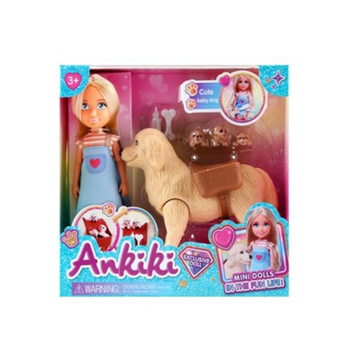 Лялька 13 см та собачка з цуценятами, у коробці 17,5х16х7 см