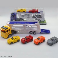 Трейлер та 4 машинки, в асортименті, під слюдою 32х6,5х13,5см