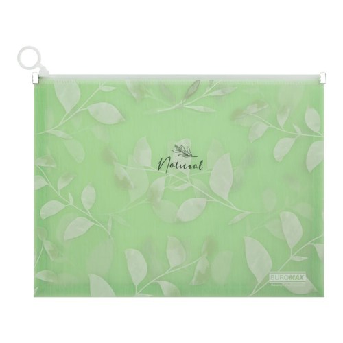 Папка-конверт на zip-блискавці, А4, матовий пластик, ARABESKI, зелений