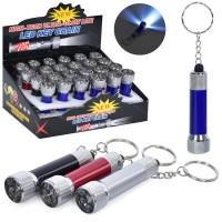 Ліхтарик-брелок 7 см зі світлом та лазером, на батарейці, в асортименті, 24 шт у дисплеї 16х11х7,5 см