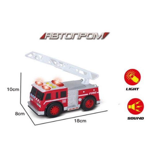 Машина «Пожежна» зі світлом та звуком, на батарейці, у коробці 21х13х11 см, Автопром