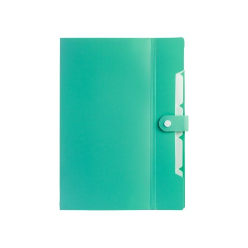 Папка пластикова А4 на 6 відділень на кнопці з розширенням, м'ятна,ТМ Optima