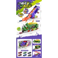 Трейлер-трек «Динозавр» 43 см та 2 машинки, в асортименті, у коробці 46х16х21 см