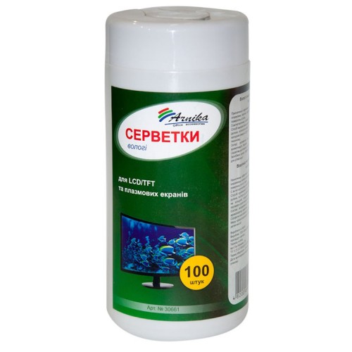 Серветки для LCD/TFT та плазмових моніторів, 100 шт у тубі, ТМ Arniкa