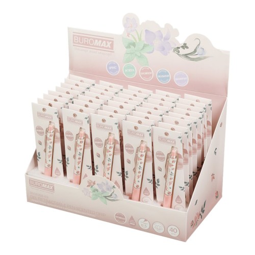 Ручка «BLOSSOM» гелева автоматична 0.5 мм з ароматним грипом, синя, в блістері, ТМ Buromax