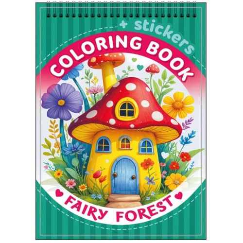 Розмальовка на 12 аркушів з наліпками на спіралі 10,5х15 см, ТМ Мандарин