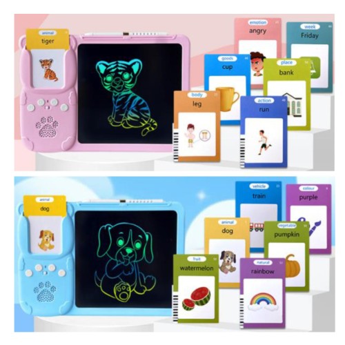 LCD планшет 7,5 дюймів музичний на акумуляторі з ігровим полем: відсік для карток, кольорова дошка для малювання 24х17 см, 112 крток, USB, в асортименті, у коробці