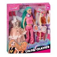 Лялька 30 см шарнірна з аксесуарами: плаття, канекалон, гребінець, сумка, в асортименті, у коробці 28,5х32,5х5,5 см