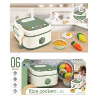 Дитяча мультиварка 17х10х17 см з парою, англійською озвучкою, електронним табло, таймером, продуктами, на батарейці, у коробці 36,5х18,5х22 см