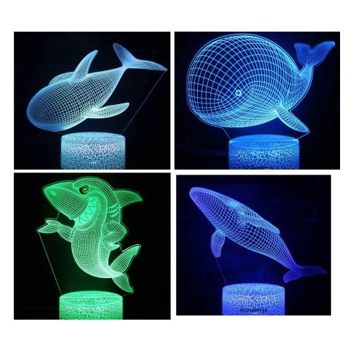 Нічник-світильник «Морські мешканці» 16 см з різнокольоровим світлом та USB, працює від батарейки чи від мережі, в асортименті, у коробці 21х15х5,5 см