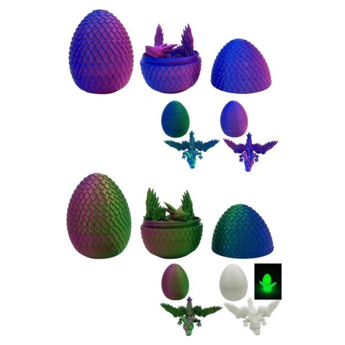 Антистрес «Дракон» 11 см шарнірний у яйці 10 см з 3D-друком та декором, в асортименті, у пакеті 10х7х7 см