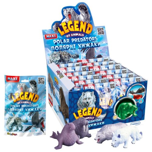 Стретч-іграшка «LEGEND OF ANIMALS МАКСІ. Полярні хижаки» 10 см, в асортименті, 12 шт у дисплеї 25х7х18 см