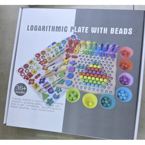 Мозаїка-сортер 5 в 1: цифри. геметричні фігури, кульки, магнітна рибалка, у коробці 32х31х8 см