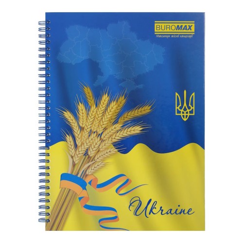 Канцелярська книга А4 на 96 аркушів у клітинку на пружині збоку з твердою ламінованою обкладинкою, ТМ Buromax