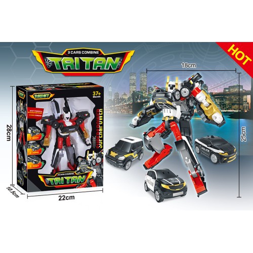 Трансформер 25х18 см з 3 машинками, у коробці 28х10,5х22 см