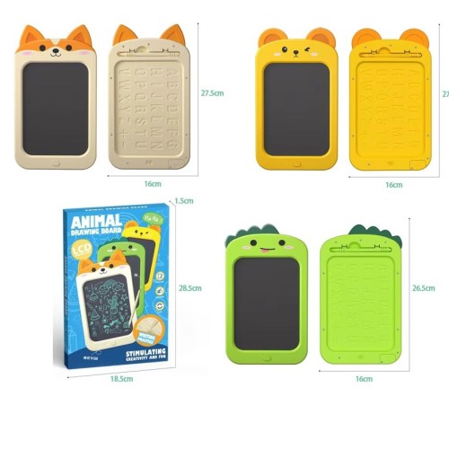 LCD планшет 15,5х26,5 см 8 дюймів кольоровий з паличкою та англійським алфавітом, на батареці, в асортименті, у коробці 19х28,5х1,5 см