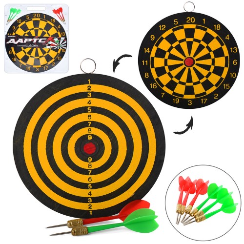 Дартс 15 дюймів двосторонній та 6 дротиків з голкою, під слюдою 39х43х2 см