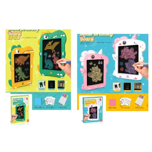 Дощечка для малювання «Казкова тварина» 22х29 см зі світлом, 30 картками та 6 фломастерами, на батарейці, в асортименті, у коробці 25х30,5х3 см