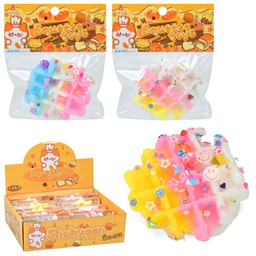 Таба «Вафелька» антистрес 8,5 см з мішурою, в асортименті, у пакеті 9х9х3 см, 12 шт у дисплеї 27,5х19,5х8,5 см