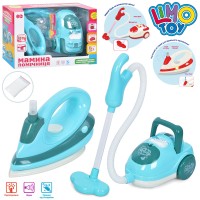 Набір побутової техніки музичний: праска та пилосос, зі світлом, на батарейці, у коробці 35х23х9,5 см