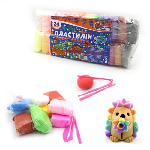 Пластилін супер легкий на 24 кольори по 12 г зі стеками, ТМ J.Otten