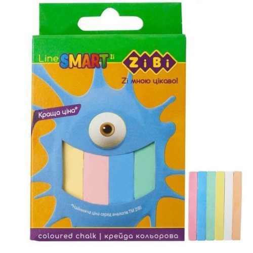 Крейда кольорова квадратна, 12 шт у картонній коробці, SMART Line