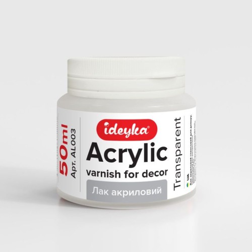 Лак акриловий глянцевий 50 мл, ТМ Ідейка