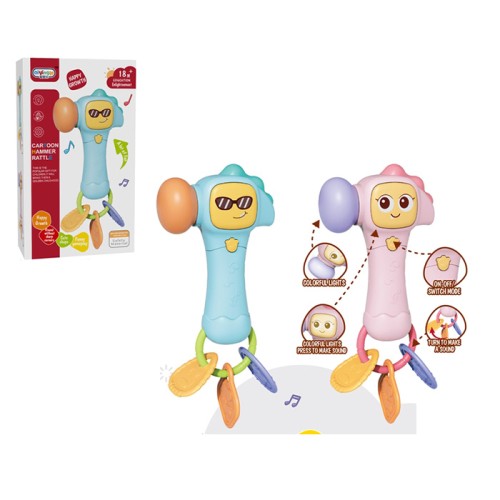 Брязкальце-прорізувач «Молоток» 23 см музичний зі звуком та світлом, на батарейці, в асортименті, у коробці 11,5х19х5,5 см