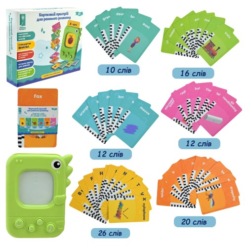 Планшет навчальний «Англійська мова» музичний зі світлом та звуком на 96 учбових карток з 6 тем, у коробці 15,5х12,3х3,2 см