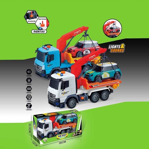 Машина «Автовоз» металева зі світлом та звуком на батарейці, у коробці 36х13х20,5 см, АВТОПРОМ