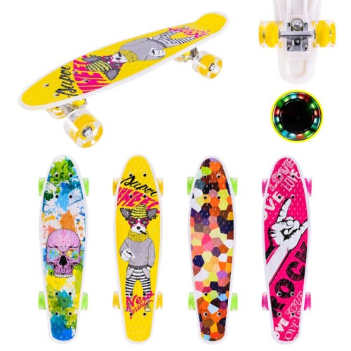 Пенні борд 55х14,5 см з колесами PU, що світяться, в асортименті у плівці