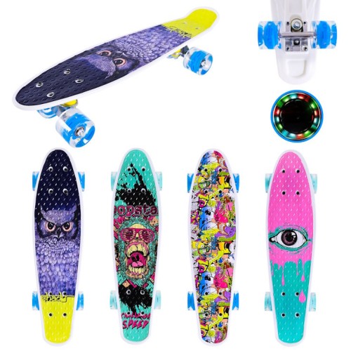 Пенні борд 56х15 см з колесами PU, що світяться, в асортименті, у плівці