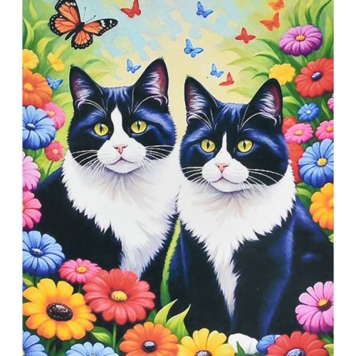 Набір з алмазною мозаїкою «Коти серед кольорів» 40х50 см, ТМ Strateg