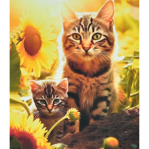 Набір з алмазною мозаїкою «Мама і котик серед соняхів» 40х50 см, ТМ Strateg