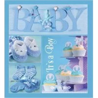 Альбом для новонародженних «Baby collage Blue» на 56 фото 10х15 см, ламінований картон, 22х22 см