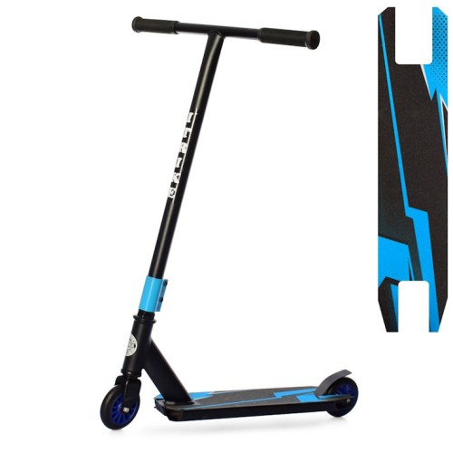 Самокат «ITrike» трюковий 84х46х14,5 см, рама алюмній+сталь з колесами PU діаметром 10 см та підніжкою 32х10 см, чорно-синій