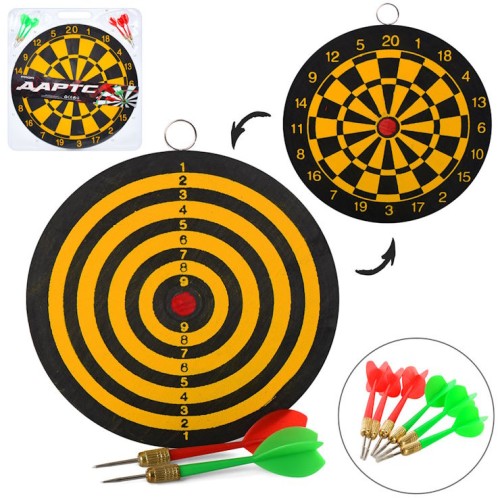 Дартс: мішень 17 дюймів двостороння із 6 дротиків з голкою, під слюдою 44х47х2 см