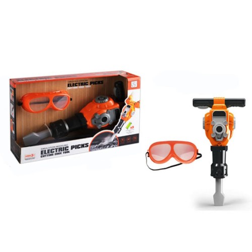 Іграшковий набір інструментів: маска та відбійний молоток 36 см, на батарейці, у коробці 38,5х23х10,5 см